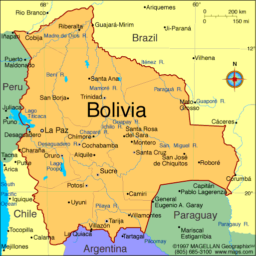 bolivien politisch karte